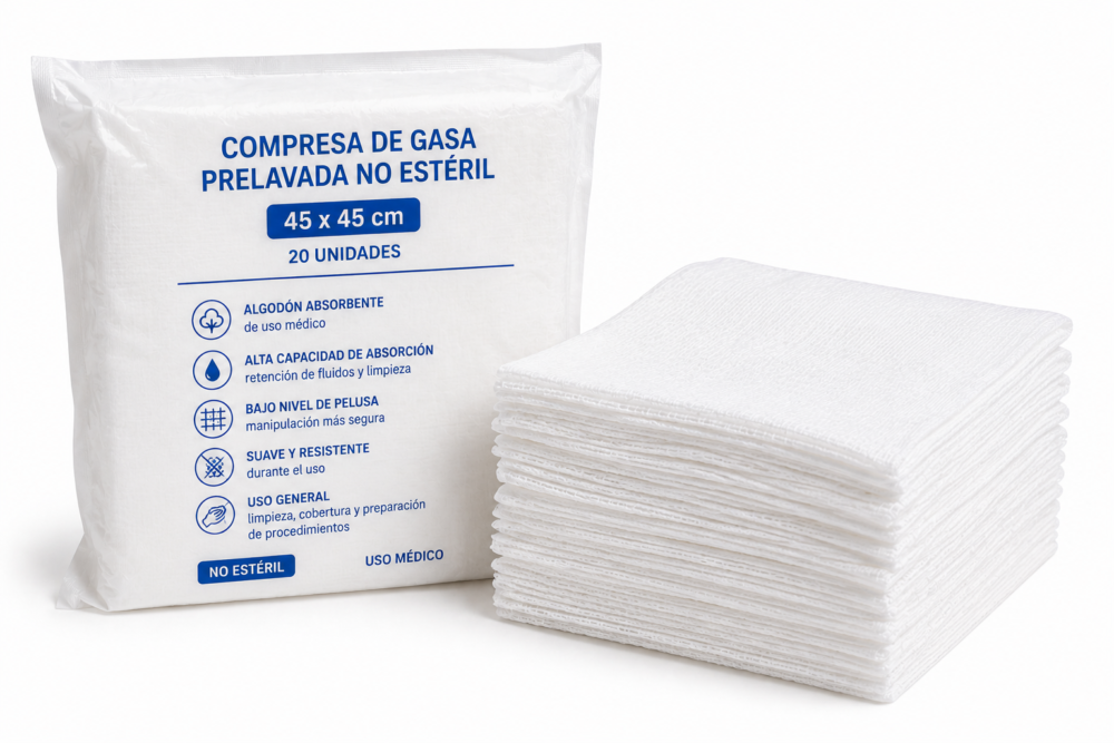 COMPRESA PRELAVADA NO ESTÉRIL 45X45 X20