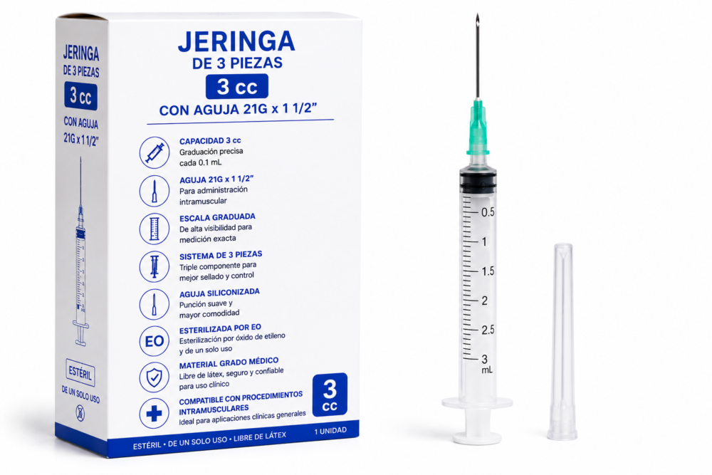 JERINGA 3P. 3cc C.A. 21G X 1 1/2"